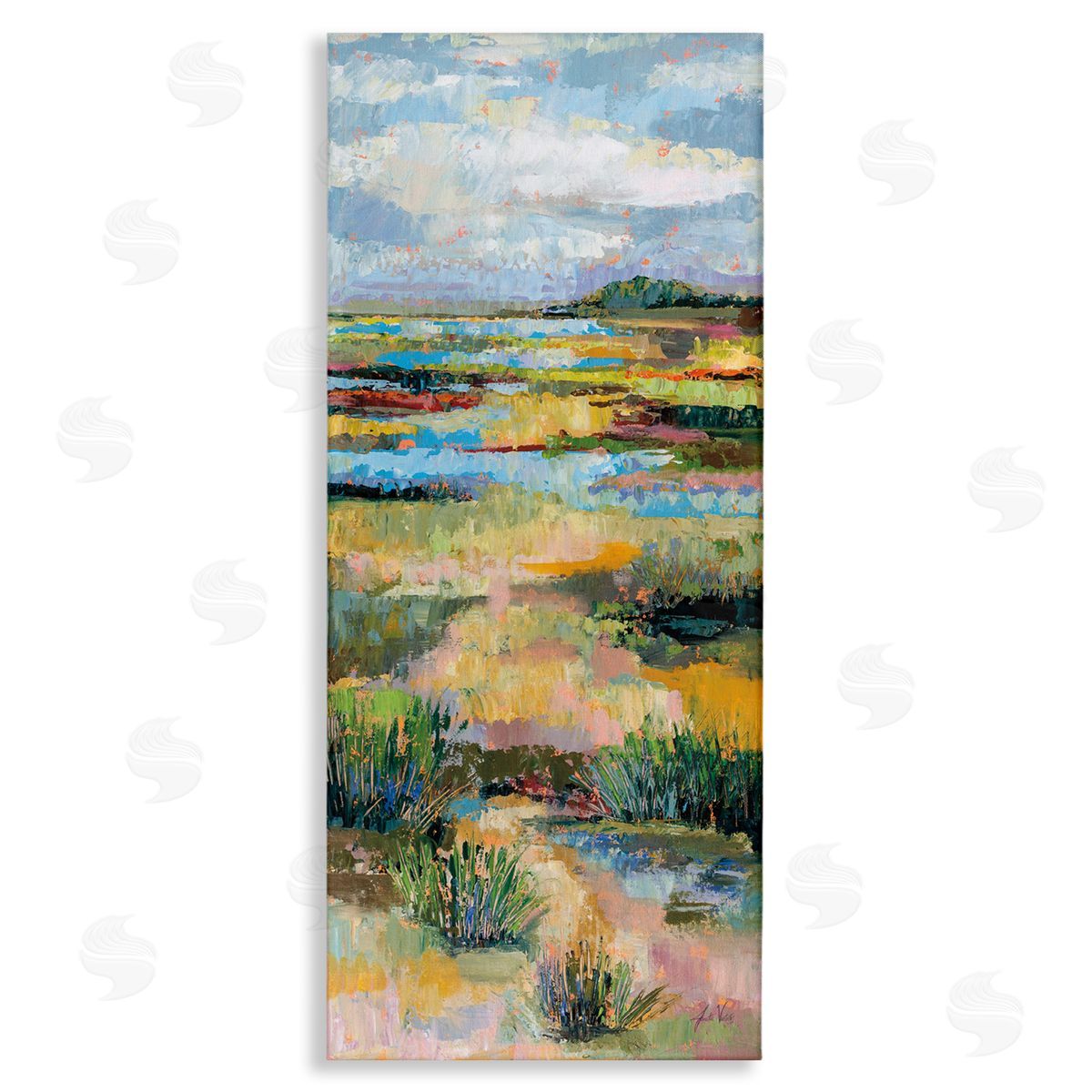 Jeanette Vertentes Abstract River Landscape Canvas Wall Art