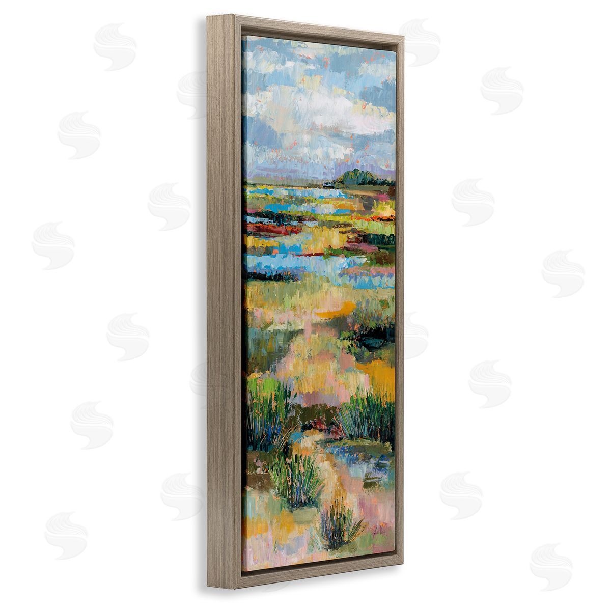 Jeanette Vertentes Abstract River Landscape Brown Floater Frame Canvas Artside_
