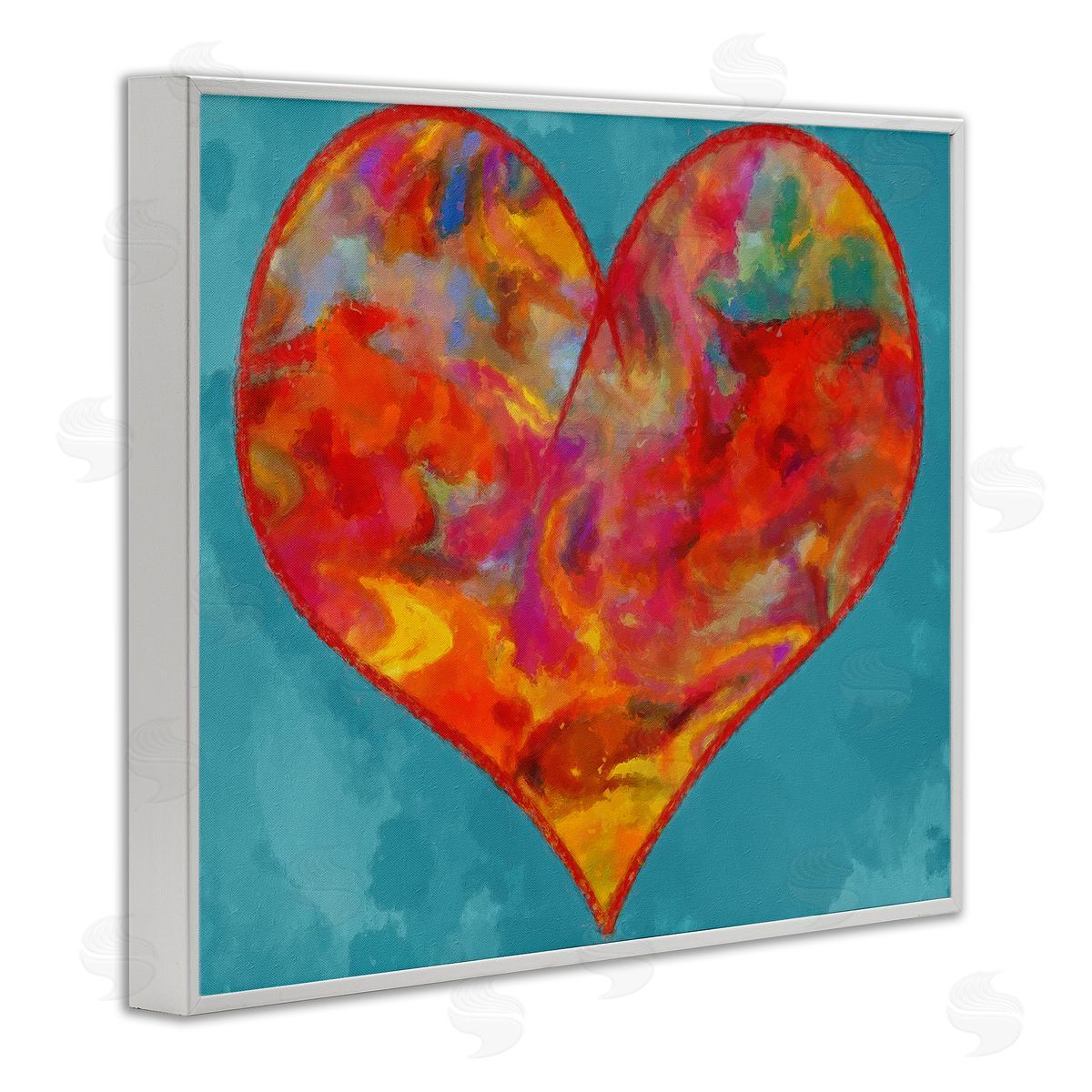 Daniel Sproul Modern Heart on Blue White Framed Giclee Wall Artside_