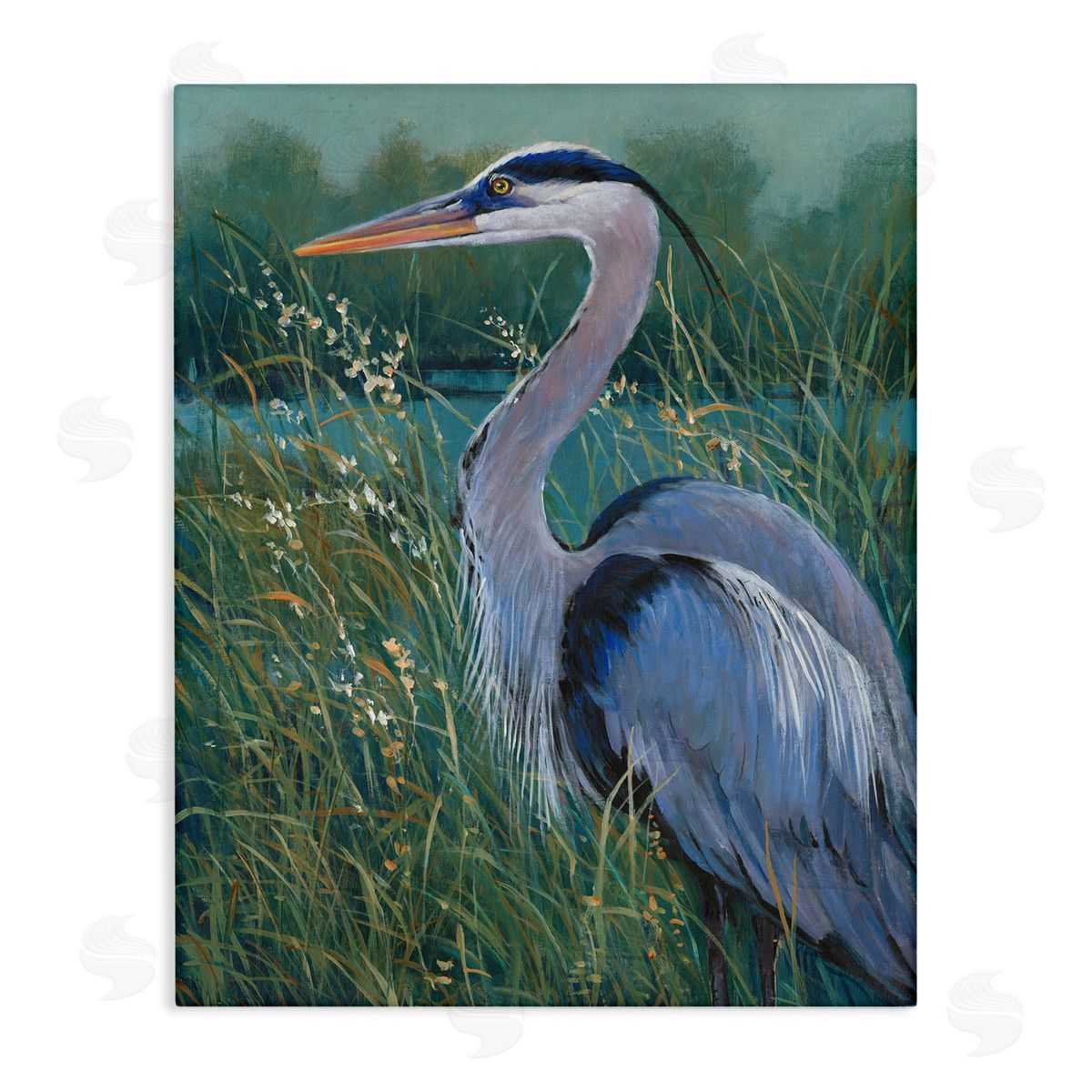 Tim O'Toole Heron at Lake Painting Canvas Wall Art