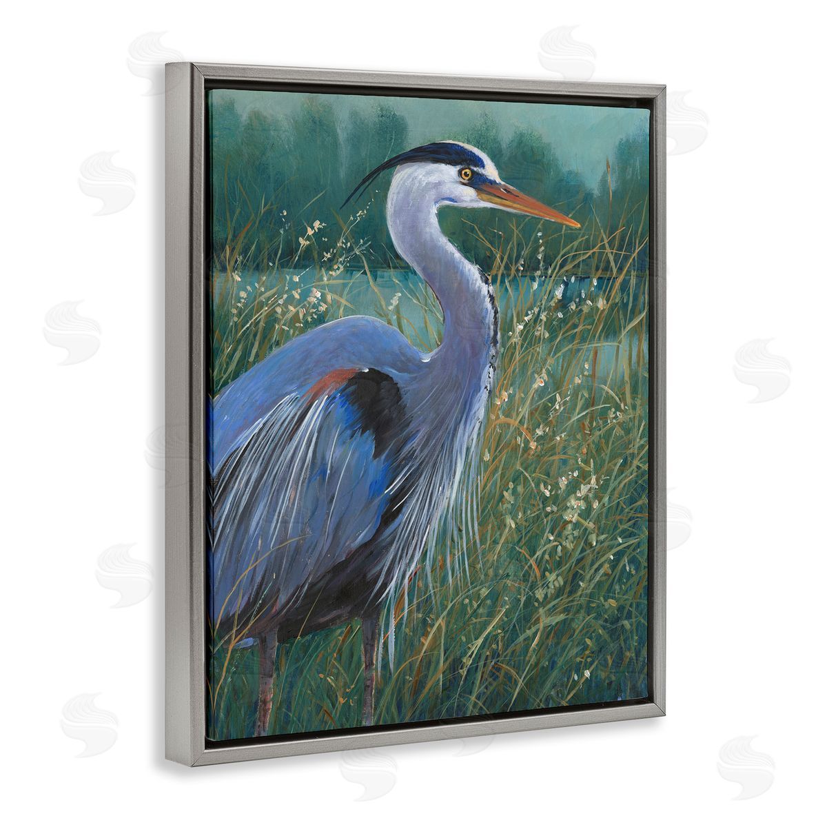 Tim O'Toole Heron Landscape Painting Gray Floater Frame Canvas Artside_