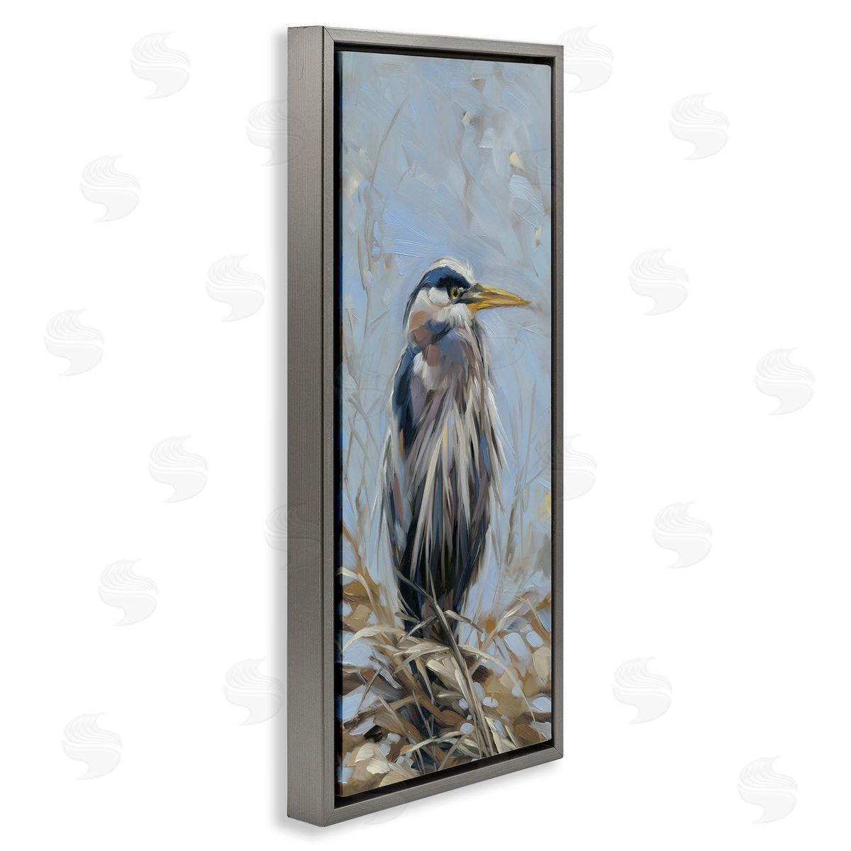 Andrea Lavery Bird on Branch Painting Gray Floater Frame Canvas Artside_