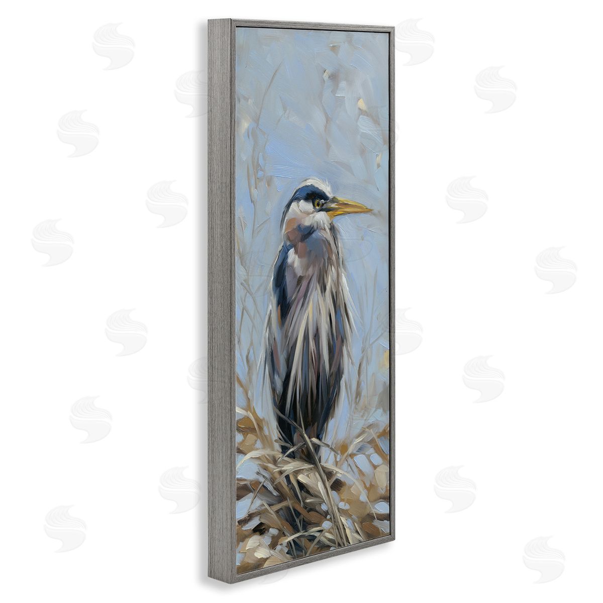 Andrea Lavery Bird on Branch Painting Gray Framed Giclee Wall Artside_