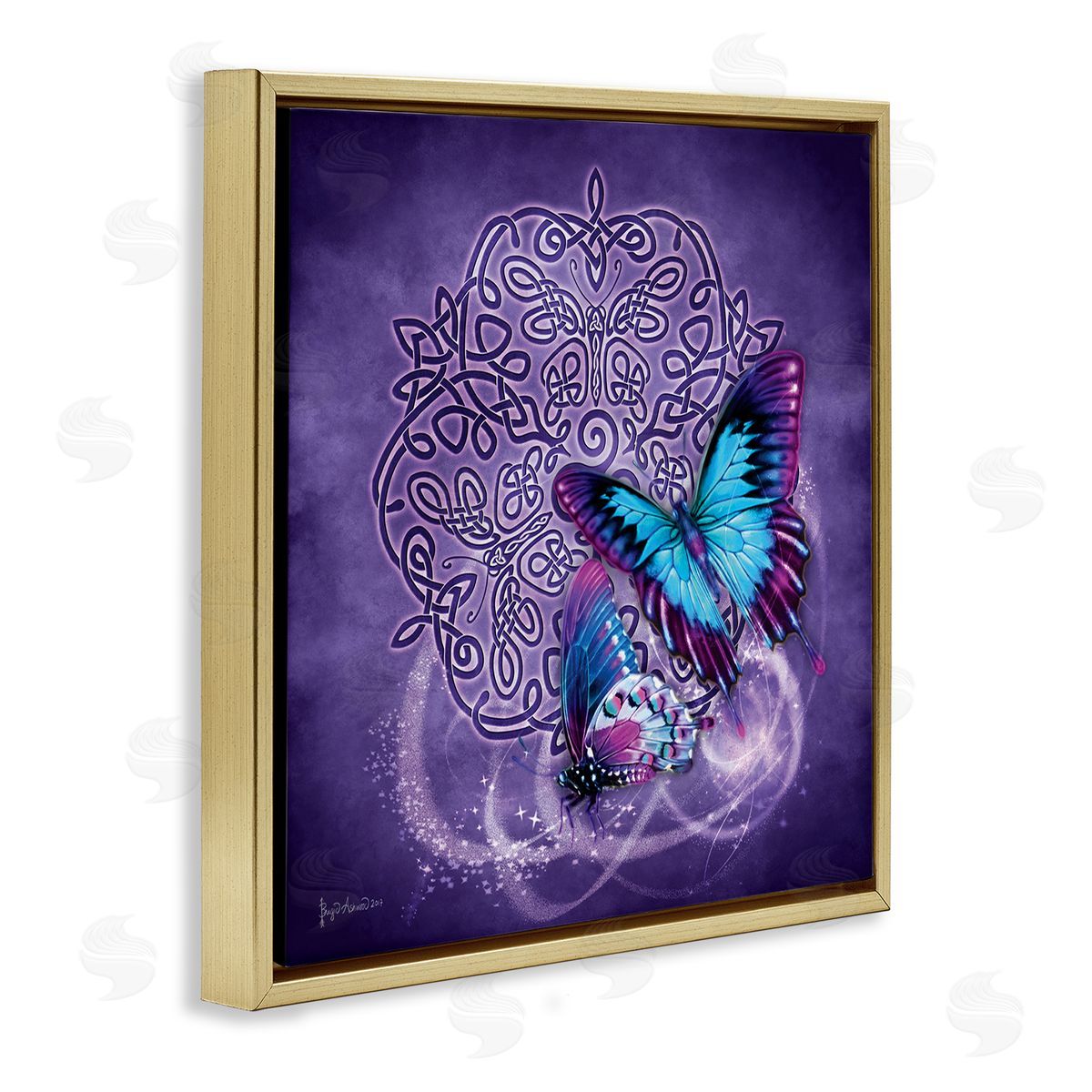 Brigid Ashwood Celtic Purple Butterflies Gold Floater Frame Canvas Artside_