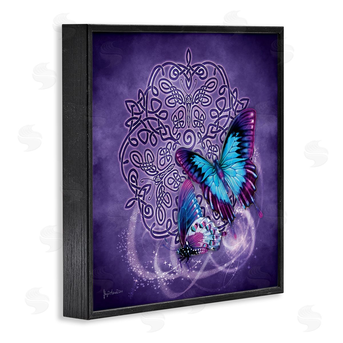 Brigid Ashwood Celtic Purple Butterflies Black Framed Giclee Wall Artside_