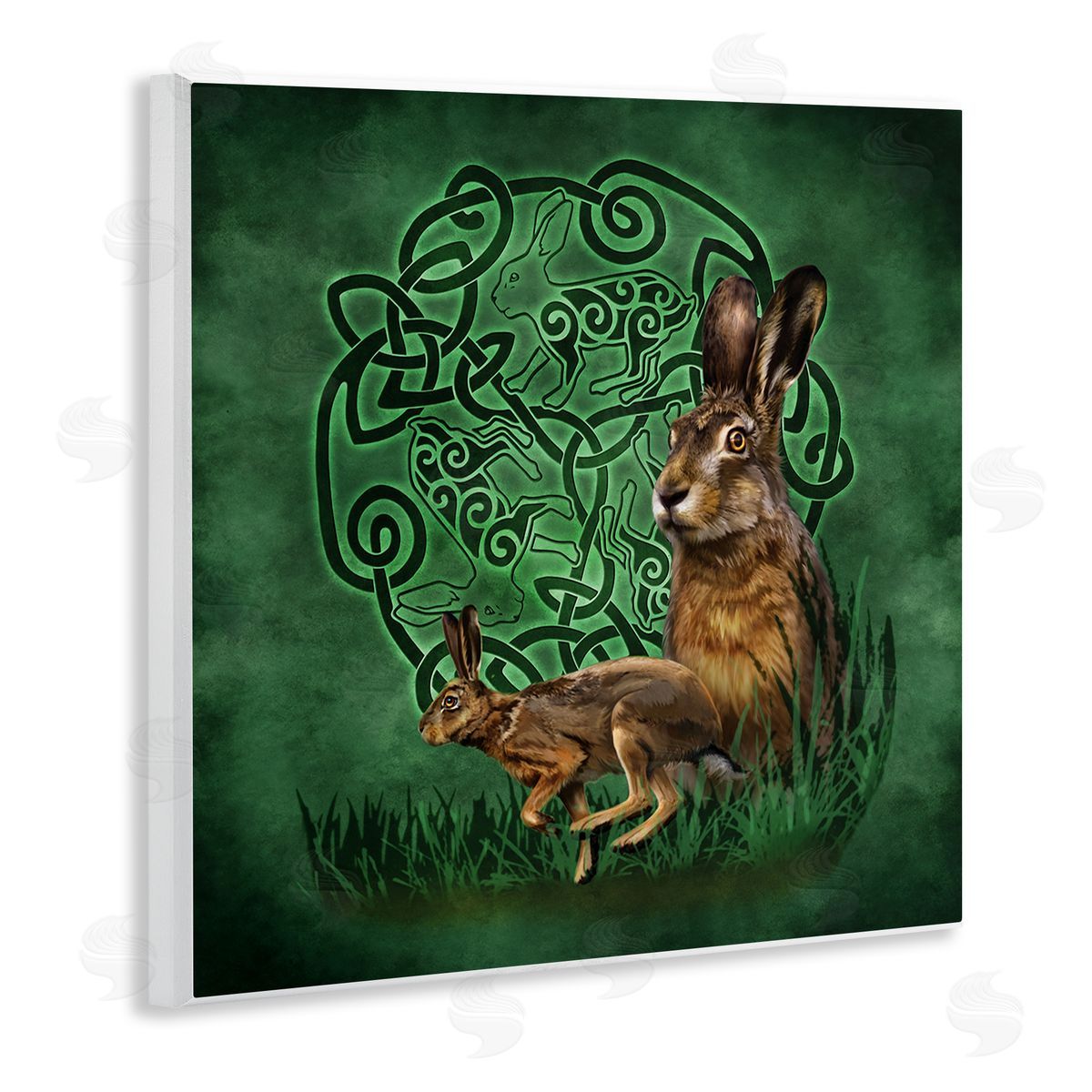 Brigid Ashwood Celtic Hare Fractal Wall Plaque Artside_