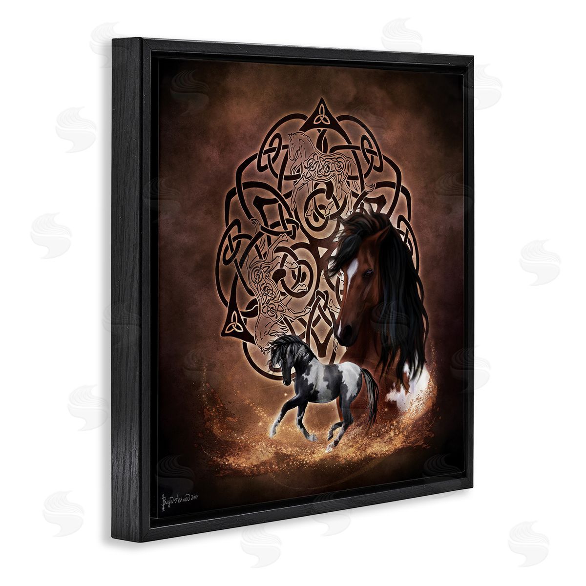 Brigid Ashwood Horse Celtic Knot Black Floater Frame Canvas Artside_