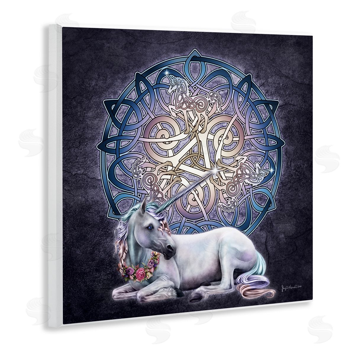 Brigid Ashwood Unicorn Celtic Pattern Wall Plaque Artside_