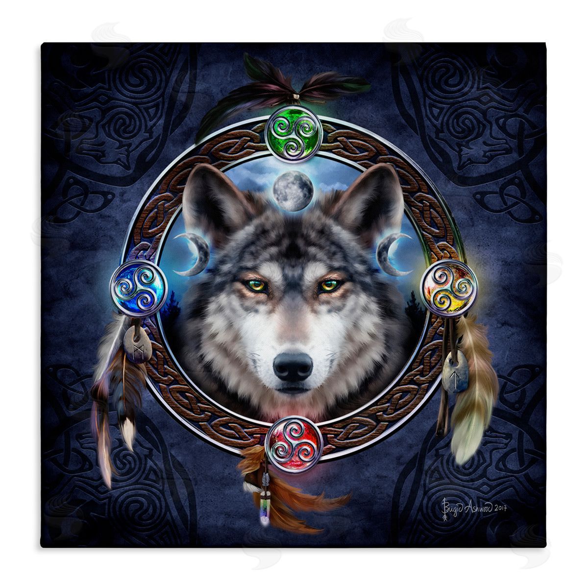 Brigid Ashwood Wolf Guide Celtic Knot Canvas Wall Art