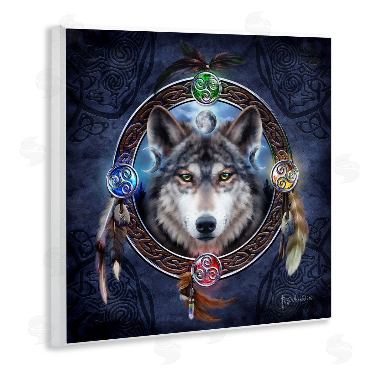 Brigid Ashwood Wolf Guide Celtic Knot Wall Plaque Artside_