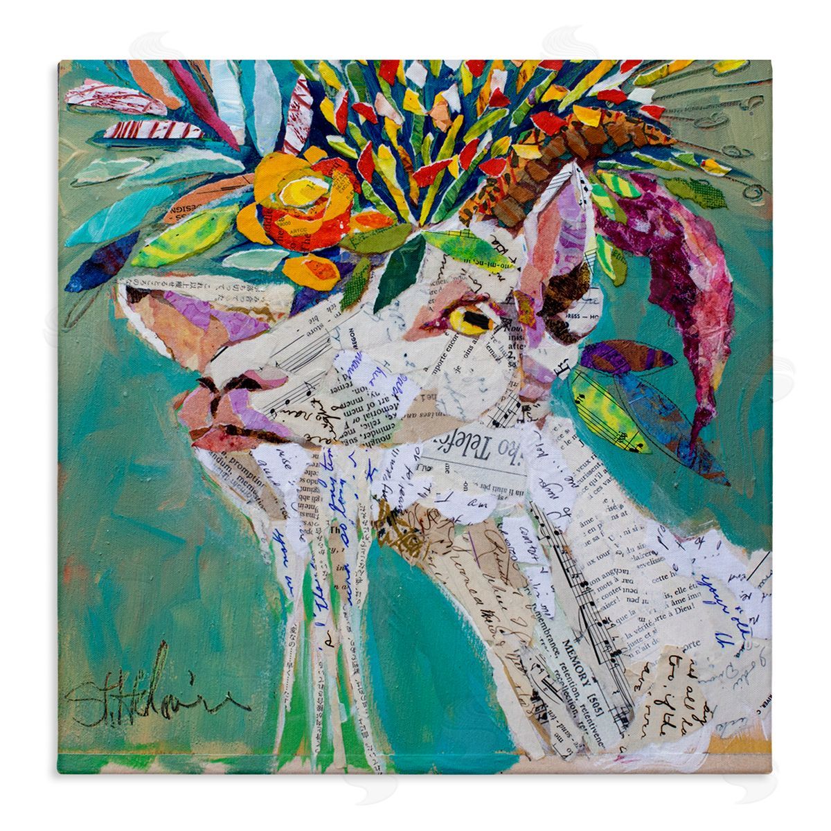 Elizabeth St. Hilaire Abstract Floral Goat Canvas Wall Art