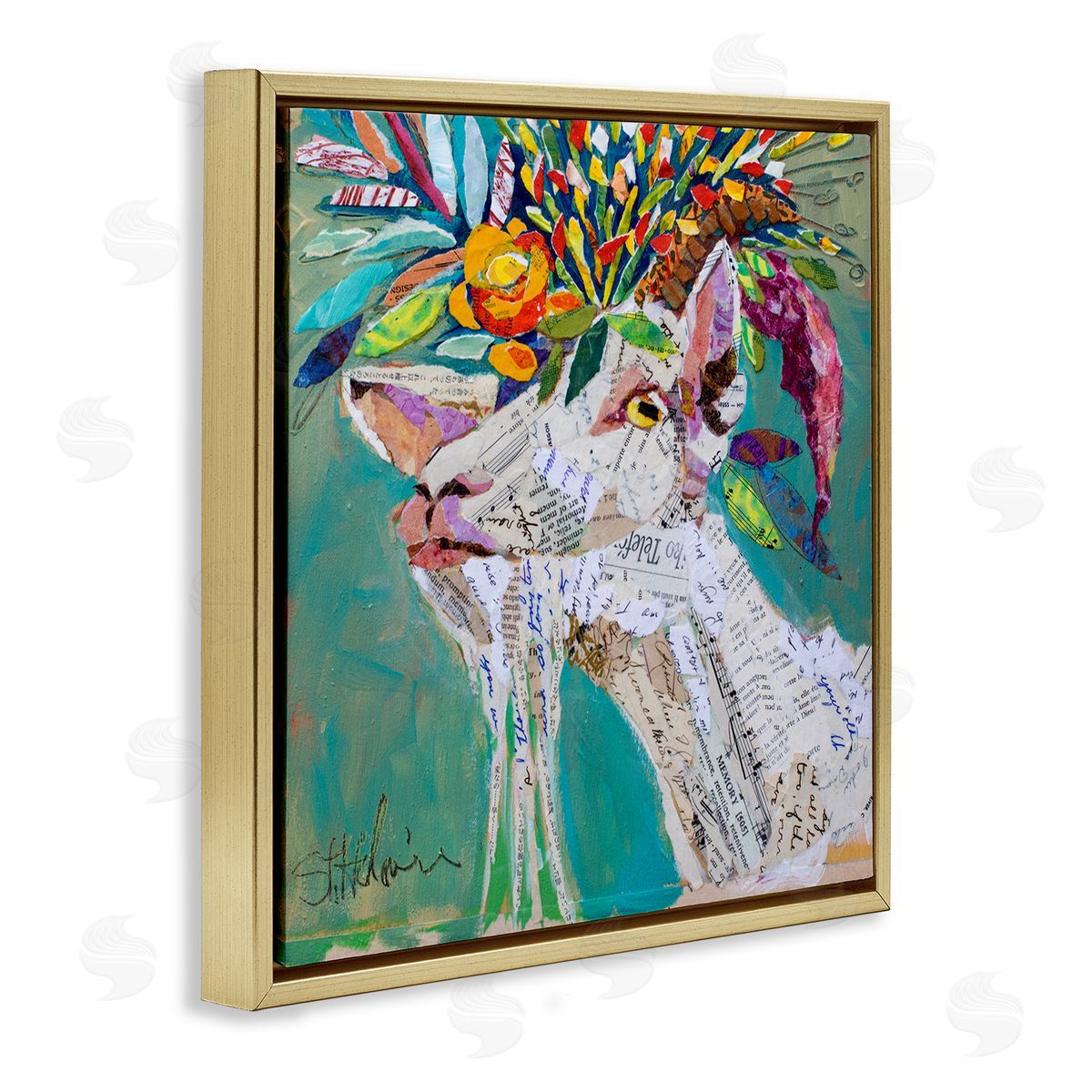 Elizabeth St. Hilaire Abstract Floral Goat Gold Floater Frame Canvas Artside_