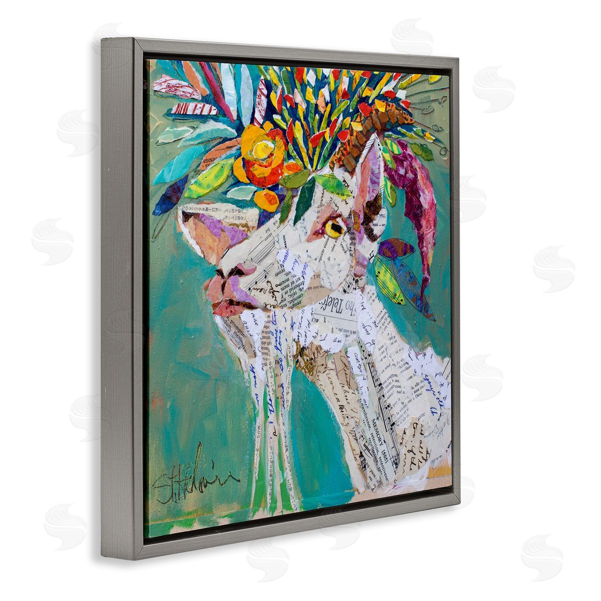 Elizabeth St. Hilaire Abstract Floral Goat Gray Floater Frame Canvas Artside_