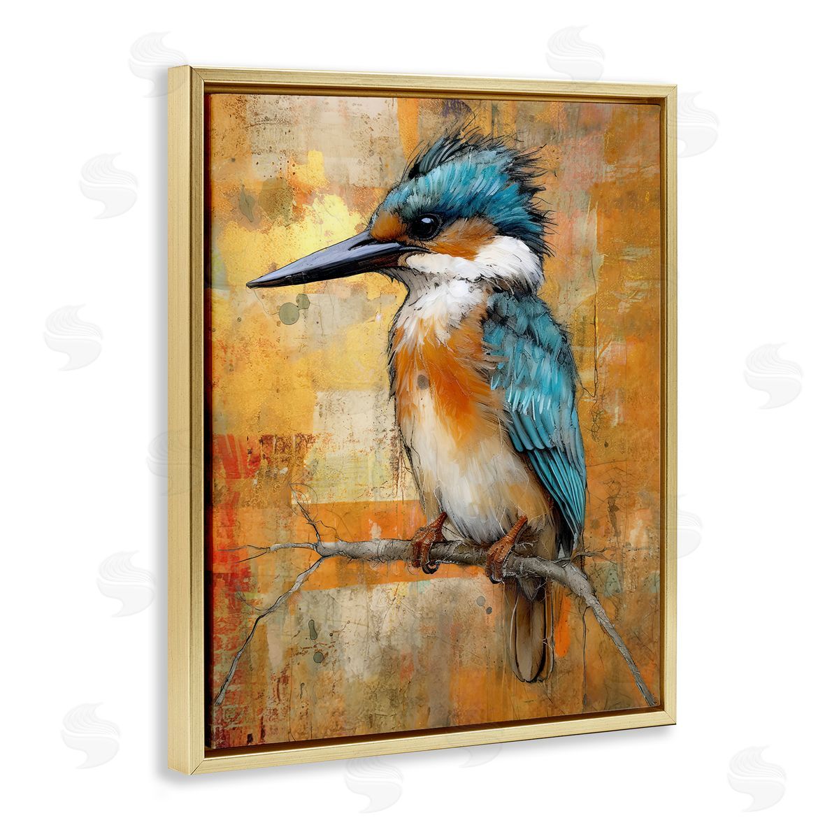 Enrico McGarrigle Blue Jay Modern Painting Gold Floater Frame Canvas Artside_