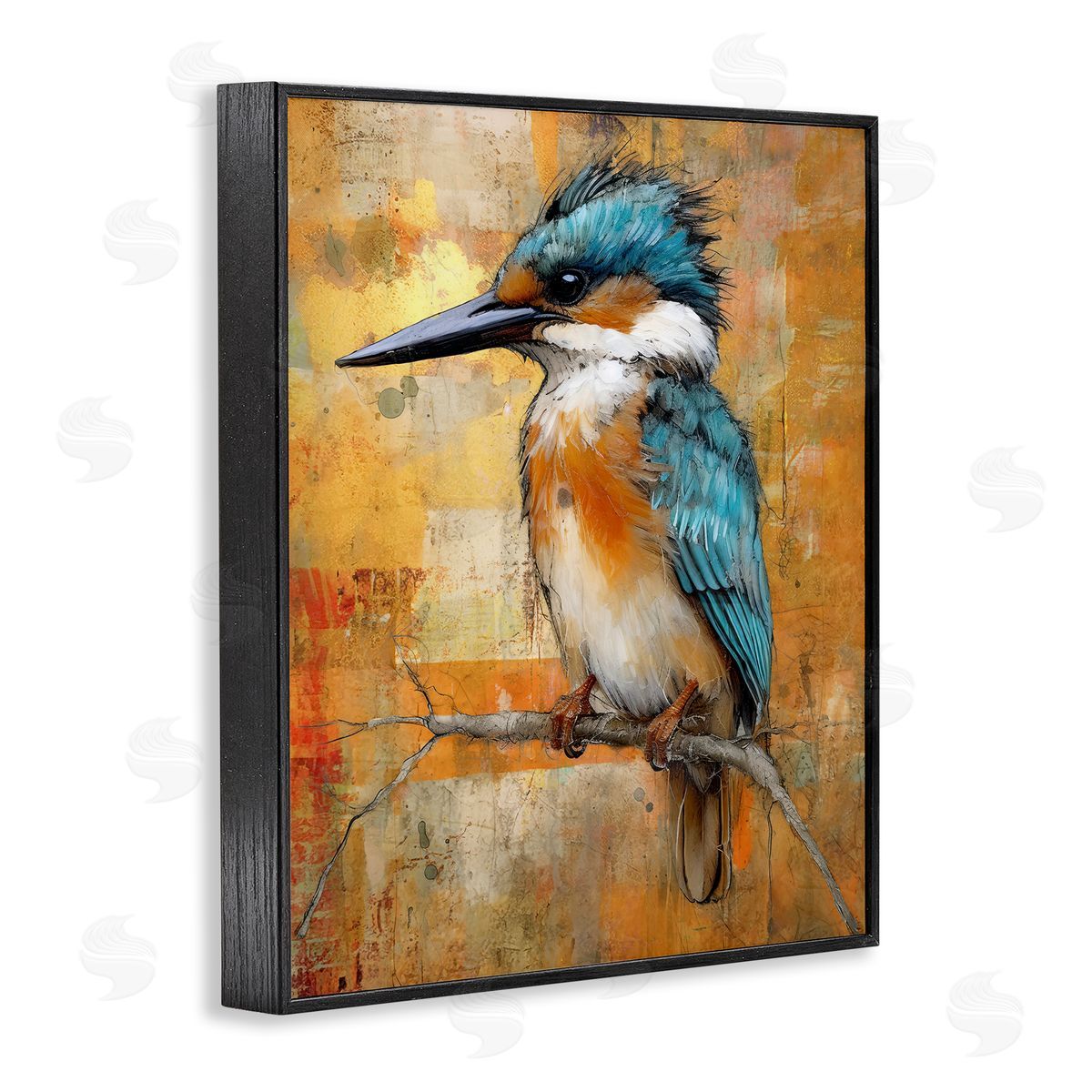 Enrico McGarrigle Blue Jay Modern Painting Black Framed Giclee Wall Artside_
