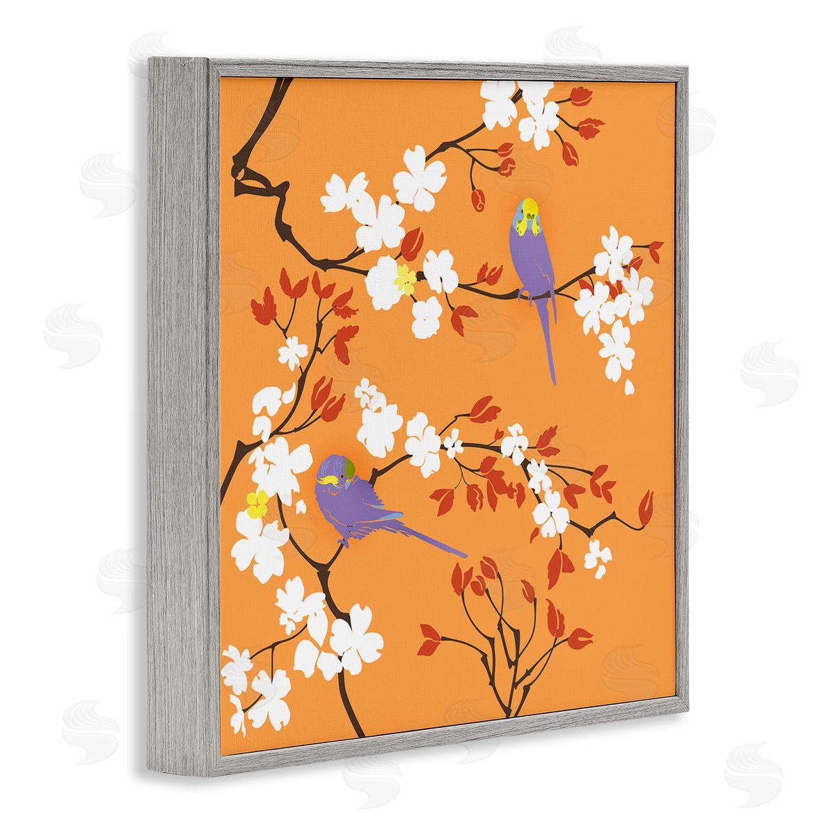 Evelia Designs | Parakeets on Orange