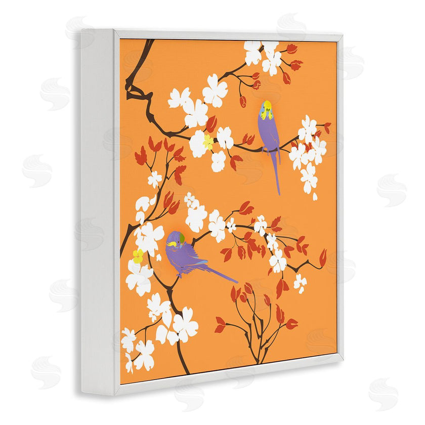 Evelia Designs | Parakeets on Orange