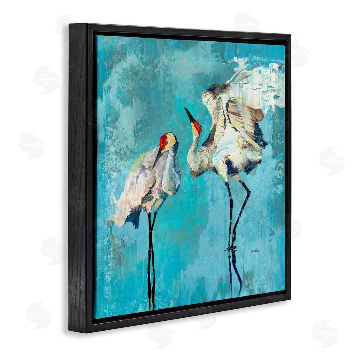 Evelia Designs | Cranes on Blue Abstract