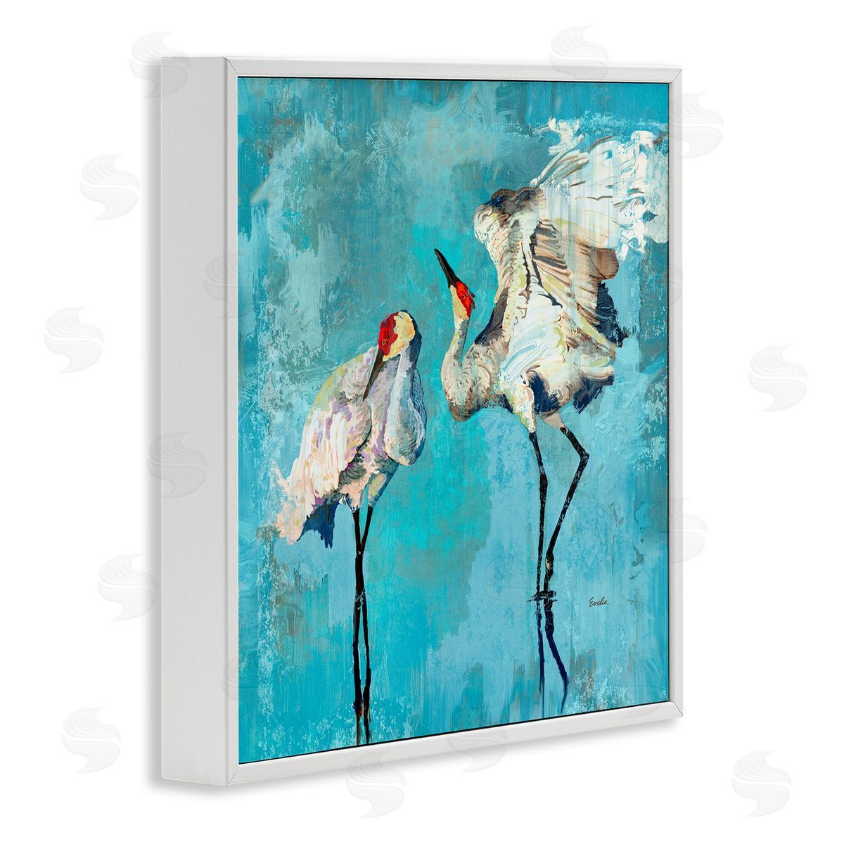 Evelia Designs | Cranes on Blue Abstract