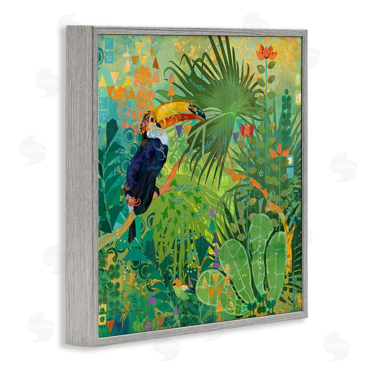 Toucan Rainforest Nature Grey Frame Print Wall Art, Home Decor by Evelia Designs