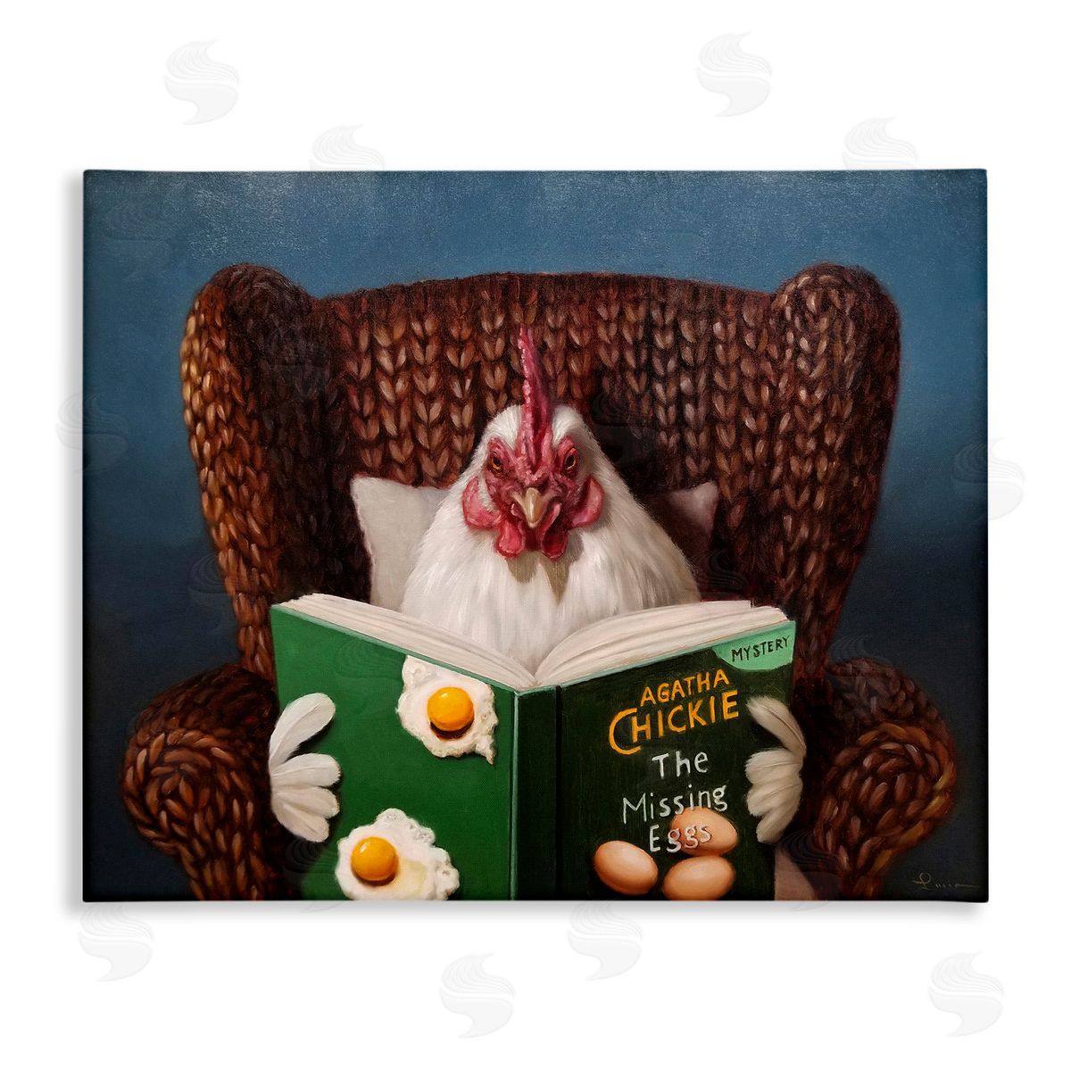 Lucia Heffernan Chicken Reading Book Canvas Wall Art