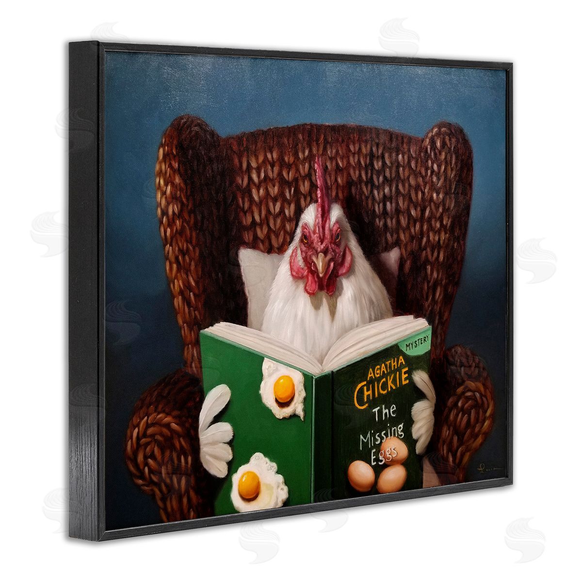 Lucia Heffernan Chicken Reading Book Black Framed Giclee Wall Artside_