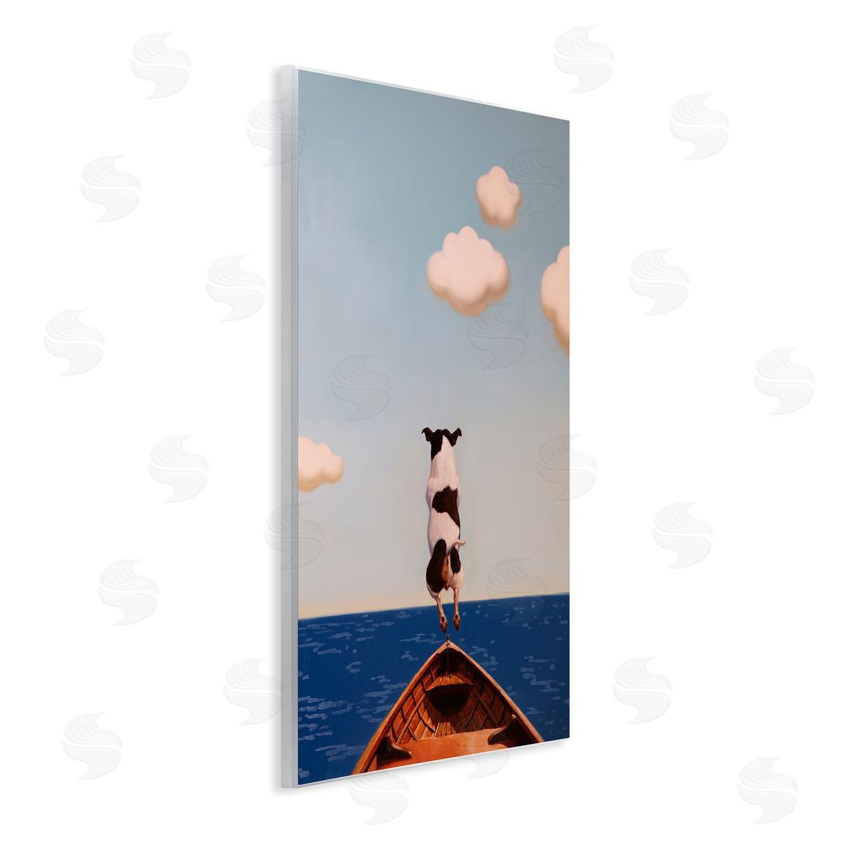 Lucia Heffernan Dog Jumping In Lake Wall Plaque Artside_