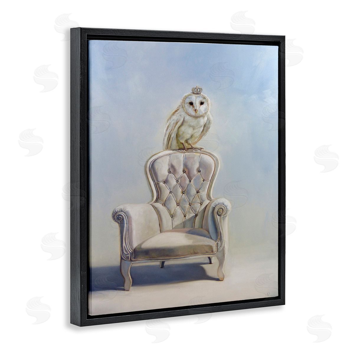 Lucia Heffernan Owl Perched in Crown Black Floater Frame Canvas Artside_