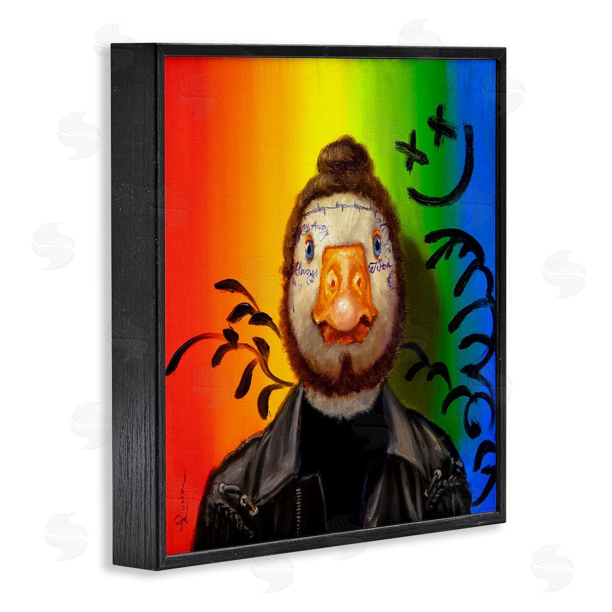 Lucia Heffernan Urban Hipster Duck Black Framed Giclee Wall Artside_