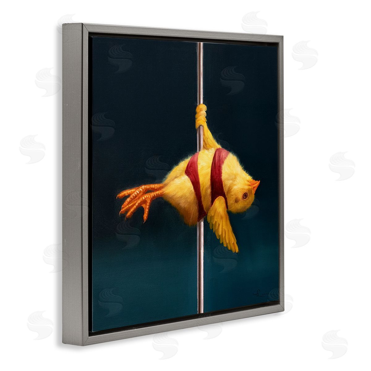 Lucia Heffernan Pole Dancing Chick Gray Floater Frame Canvas Artside_