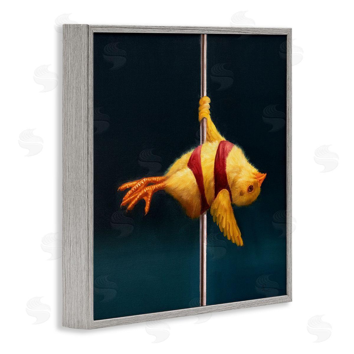 Lucia Heffernan Pole Dancing Chick Gray Framed Giclee Wall Artside_