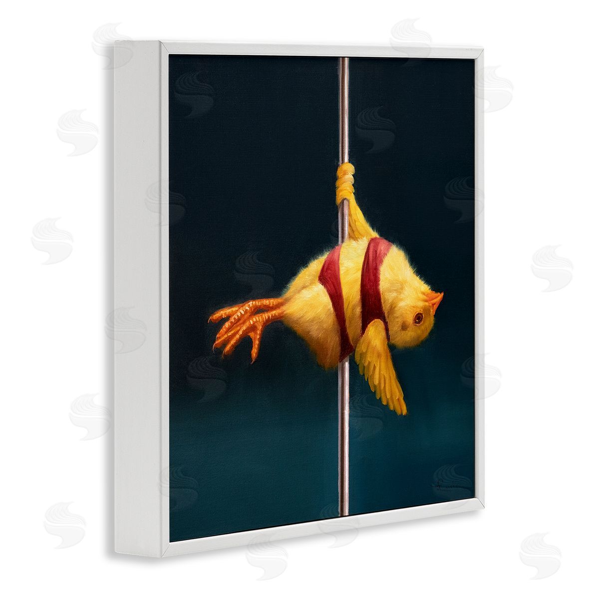 Lucia Heffernan Pole Dancing Chick White Framed Giclee Wall Artside_
