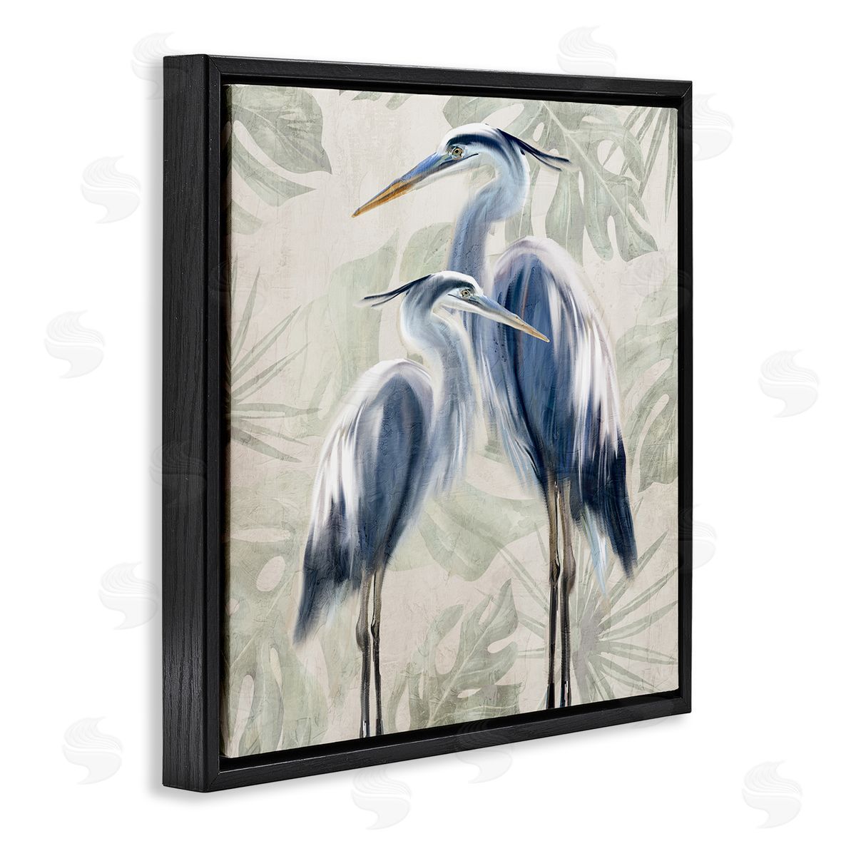 Kim Allen Heron Birds Leaf Pattern Black Floater Frame Canvas Artside_