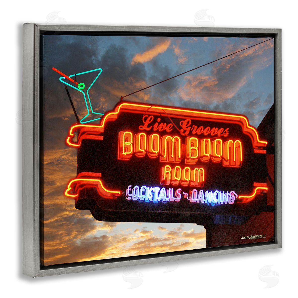 Larry Grossman Boom Room Cocktail Bar Gray Floater Frame Canvas Artside_