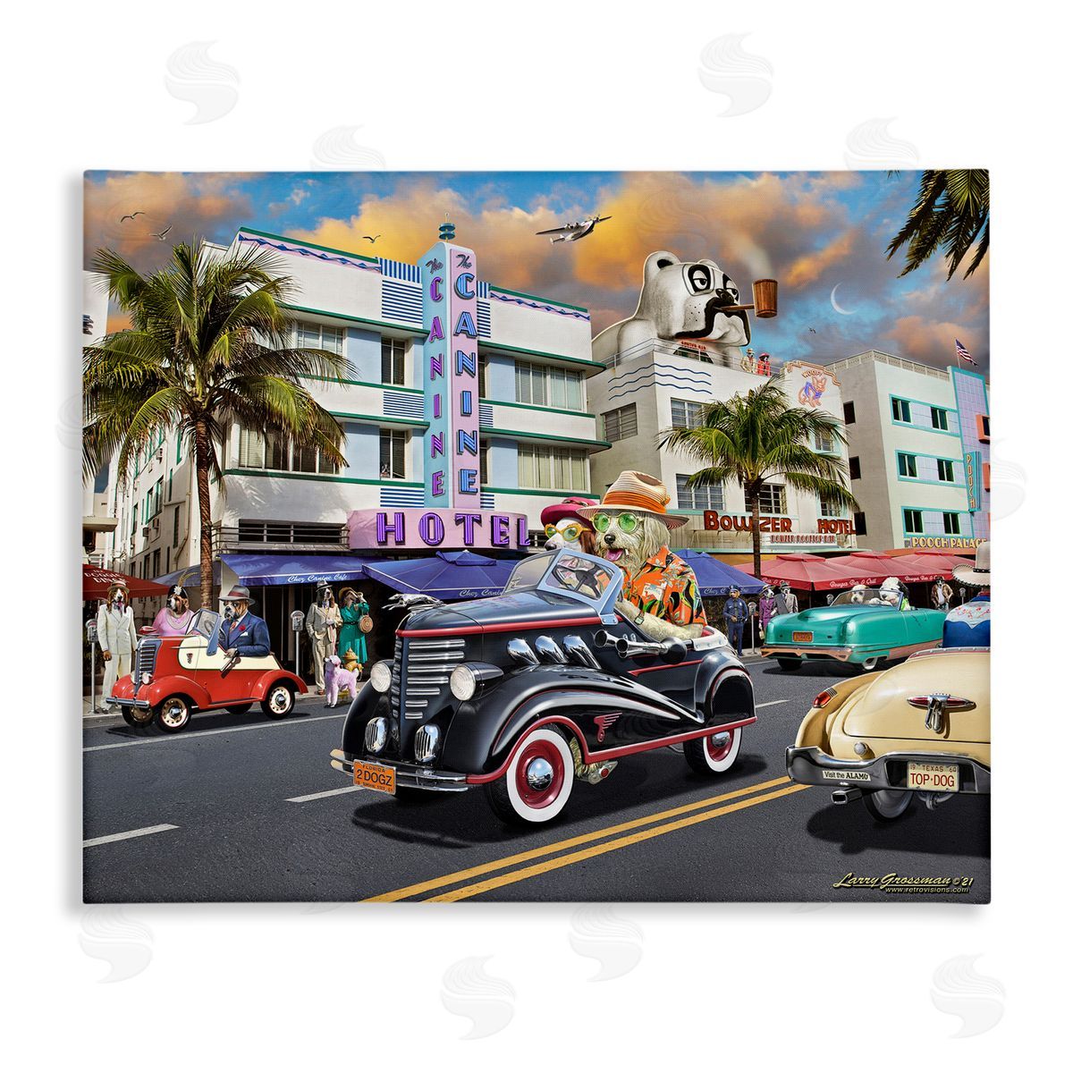 Larry Grossman Dog Days Miami Canvas Wall Art