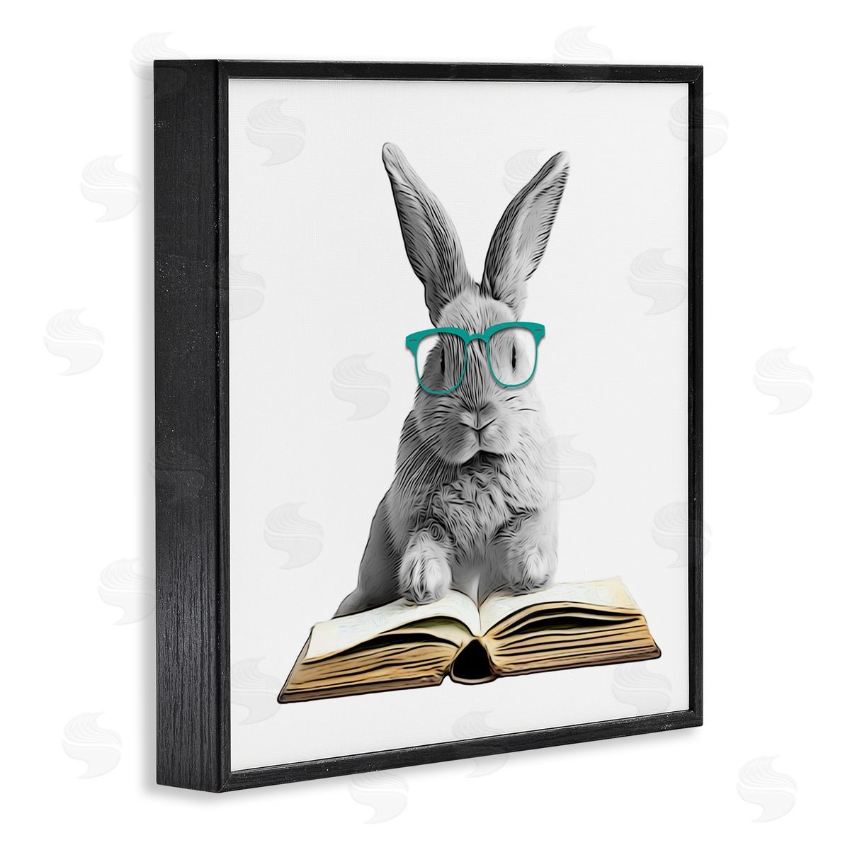 Annalisa Latella Bunny Reading Book Black Framed Giclee Wall Artside_