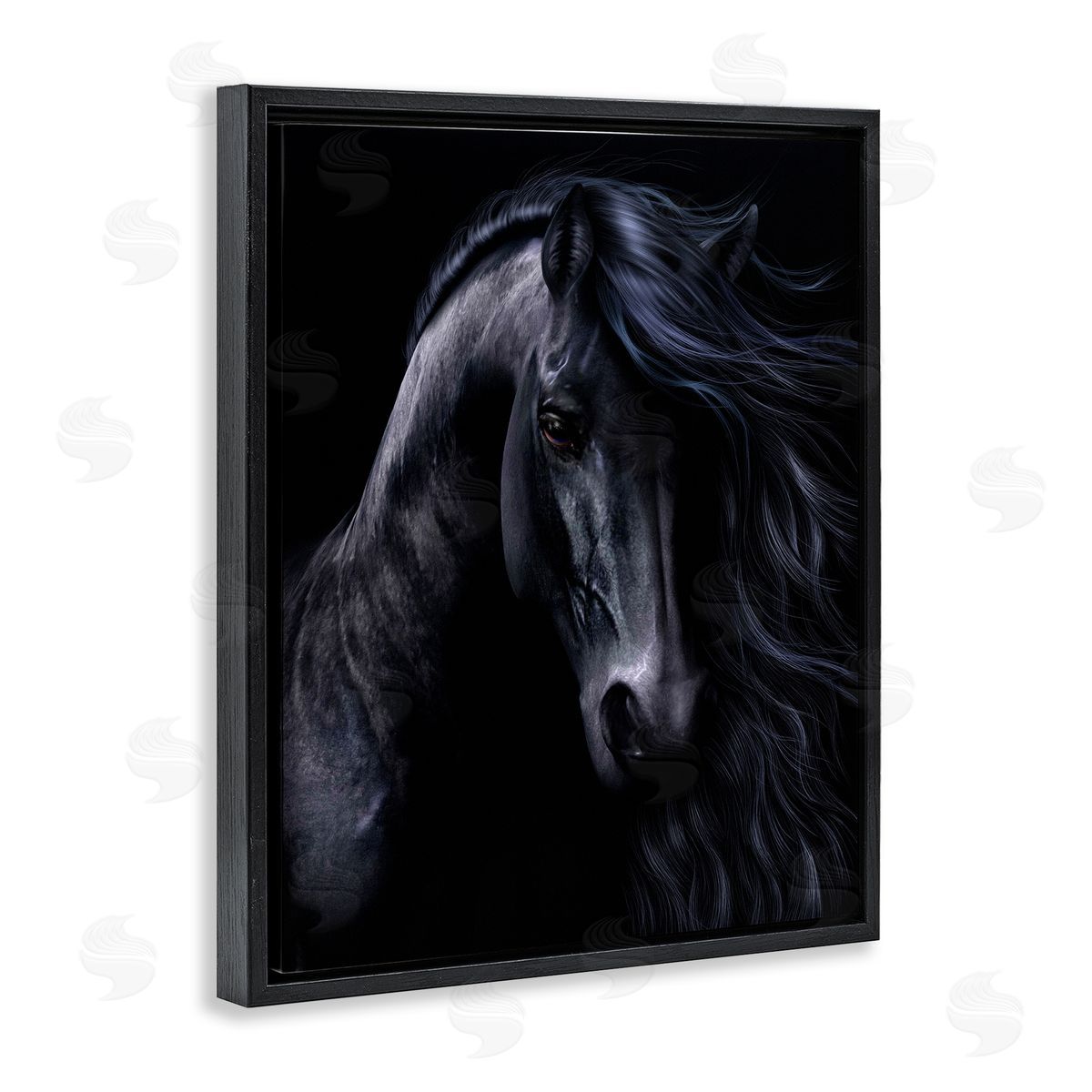 Laurie Prindle Black Stallion Portrait Black Floater Frame Canvas Artside_