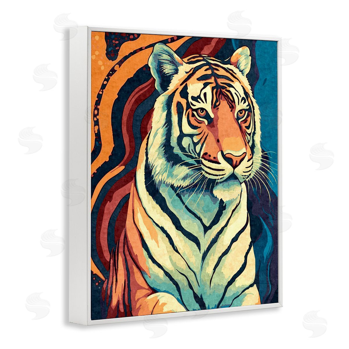 Ziwei Li Wild Tiger Painting White Framed Giclee Wall Artside_