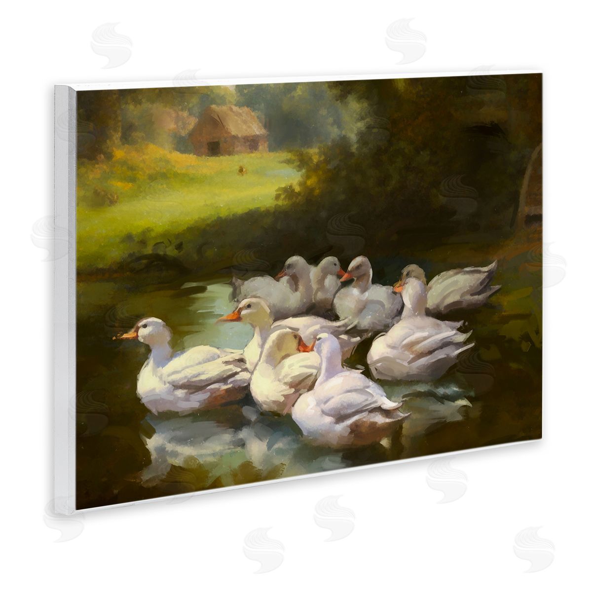 Ziwei Li Country Ducks in Pond Wall Plaque Artside_