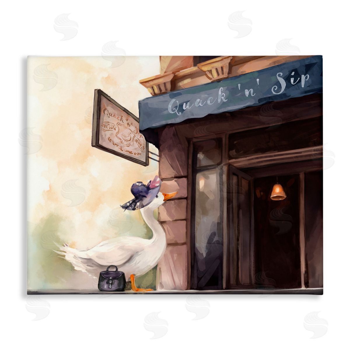 Ziwei Li Fashionable Duck in City Canvas Wall Art