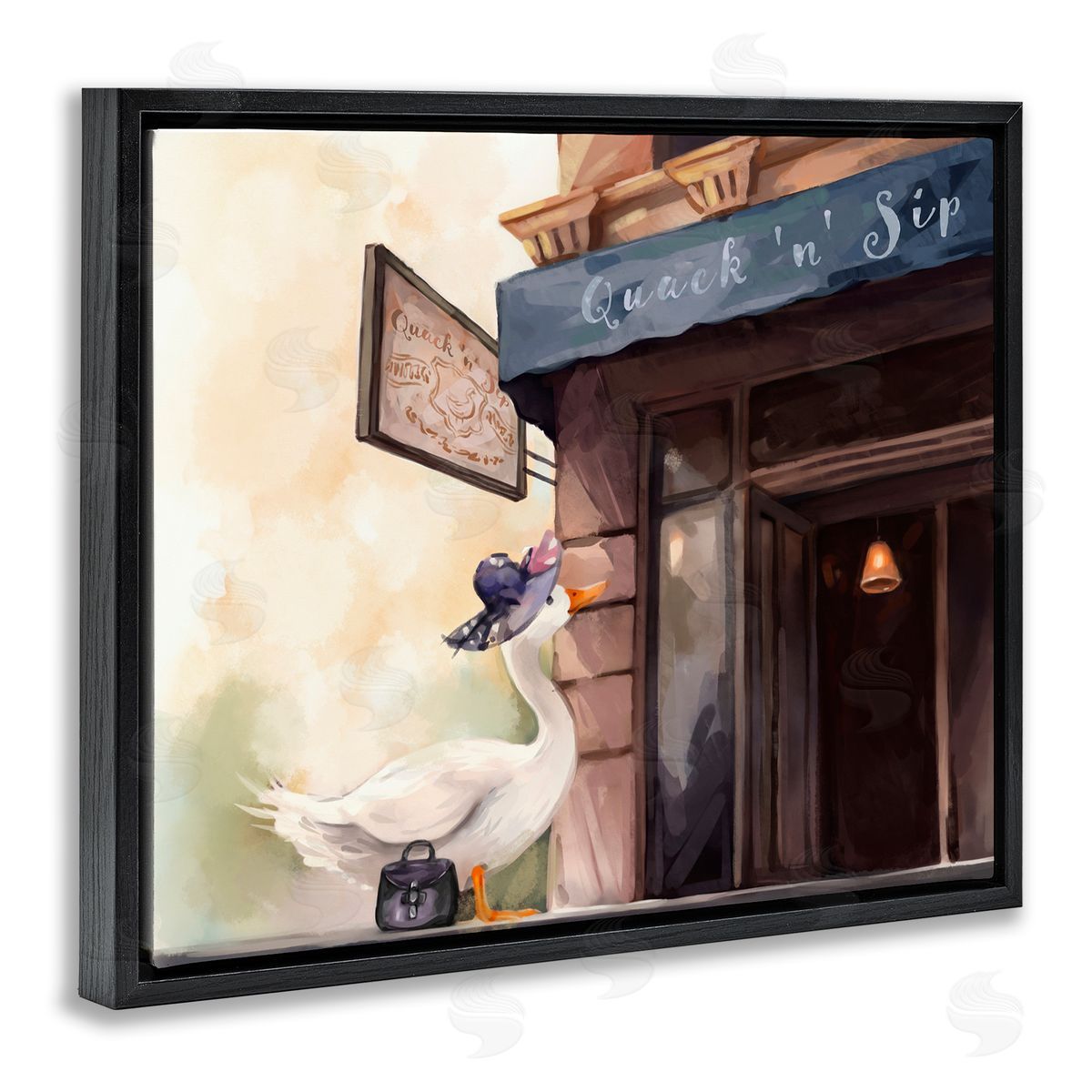 Ziwei Li Fashionable Duck in City Black Floater Frame Canvas Artside_
