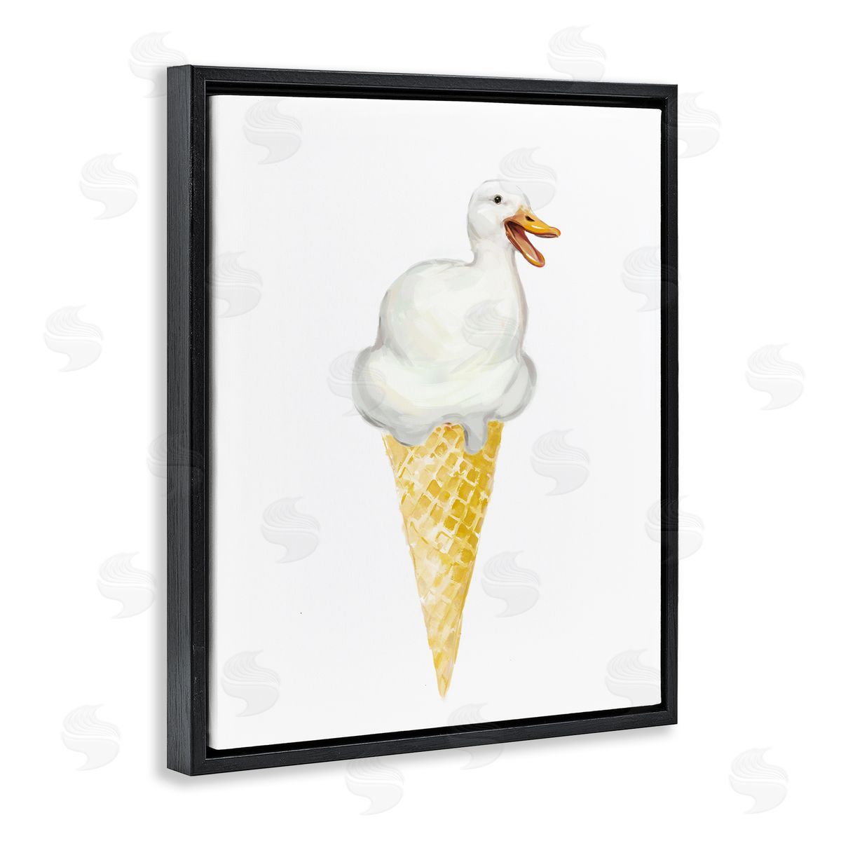 Ziwei Li Duck Ice Cream Cone Black Floater Frame Canvas Artside_