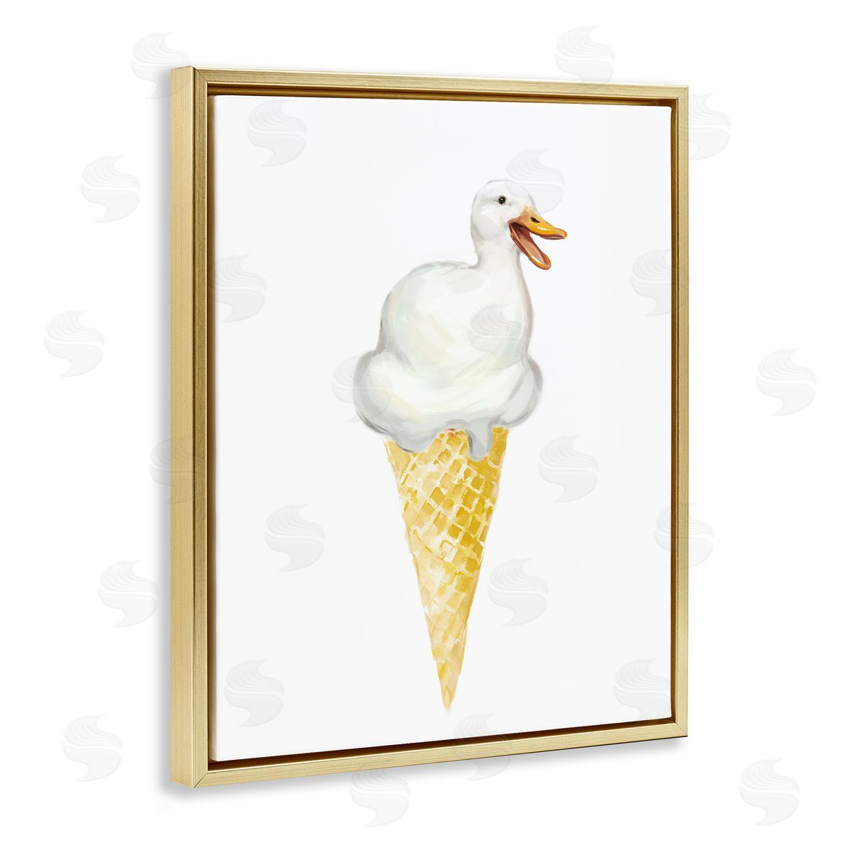 Ziwei Li Duck Ice Cream Cone Gold Floater Frame Canvas Artside_