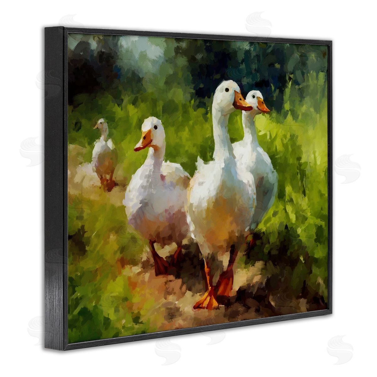 Ziwei Li Duck Family in Nature Black Framed Giclee Wall Artside_