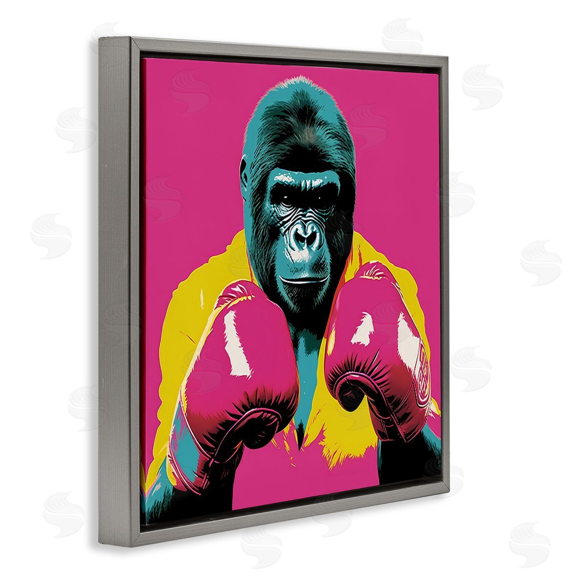 Irena Orlov Gorilla Boxing Portrait Gray Floater Frame Canvas Artside_