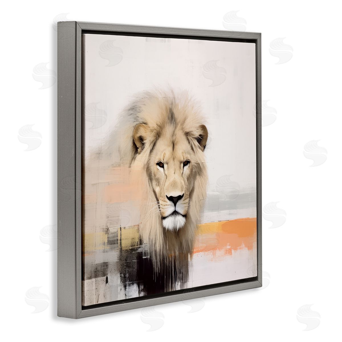 Irena Orlov Abstract Lion Portrait Gray Floater Frame Canvas Artside_