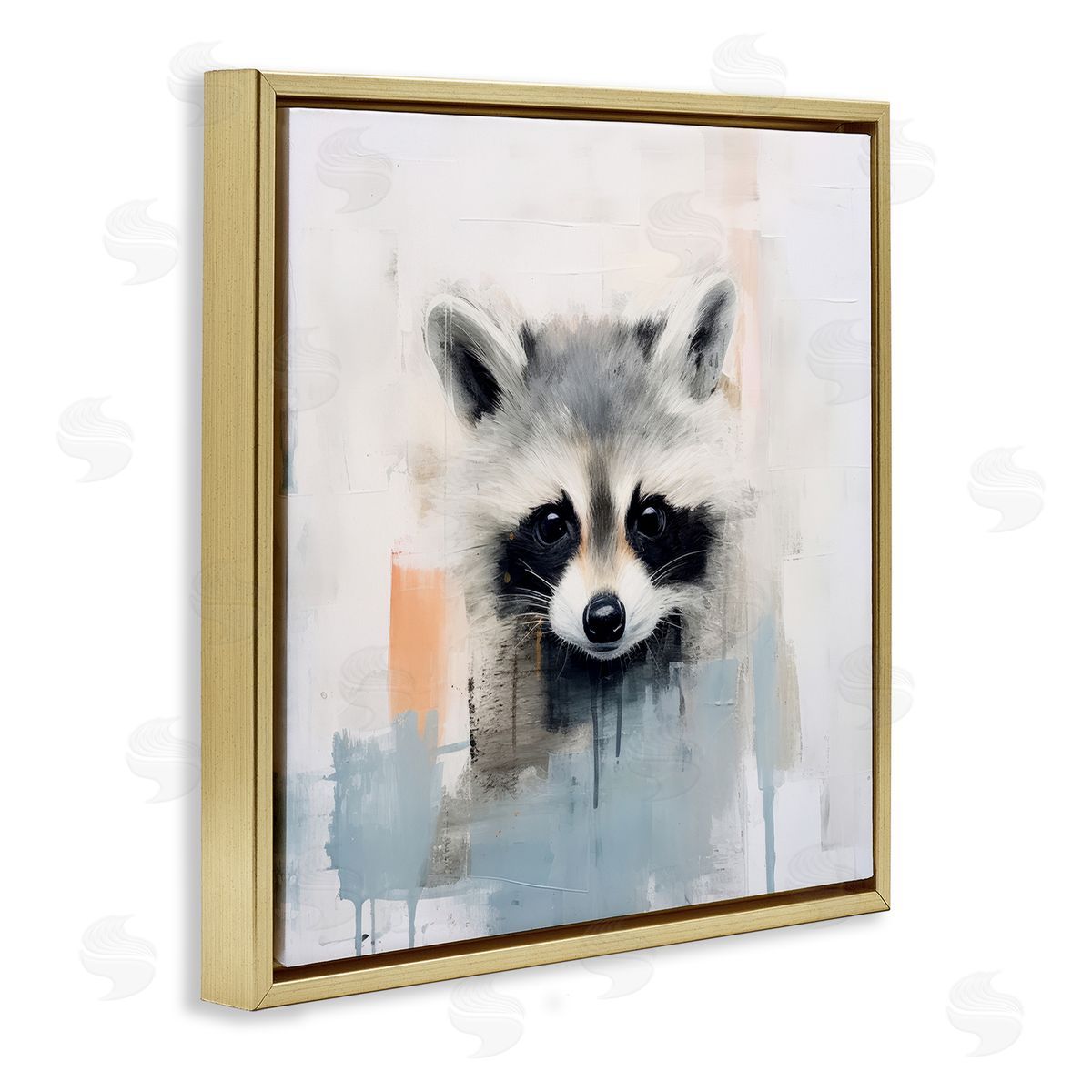 Irena Orlov Modern Raccoon Portrait Gold Floater Frame Canvas Artside_