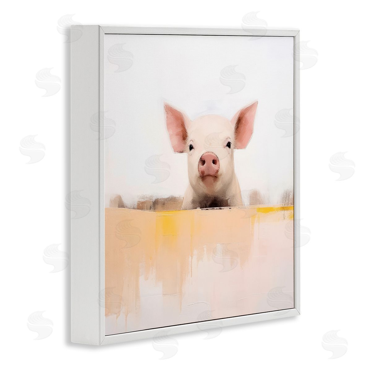 Irena Orlov Modern Pig Peeking White Framed Giclee Wall Artside_