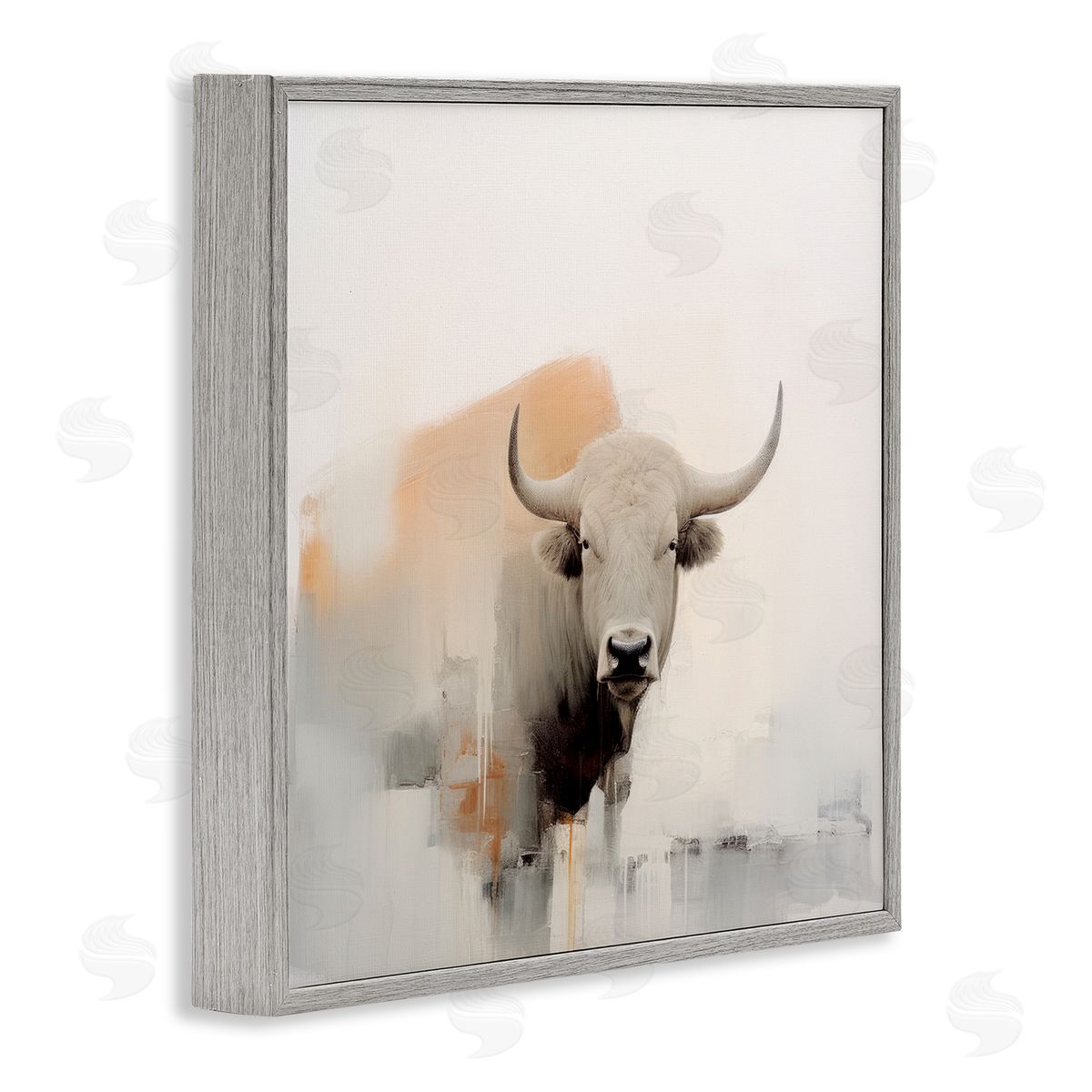 Irena Orlov Abstract Country Cattle Gray Framed Giclee Wall Artside_