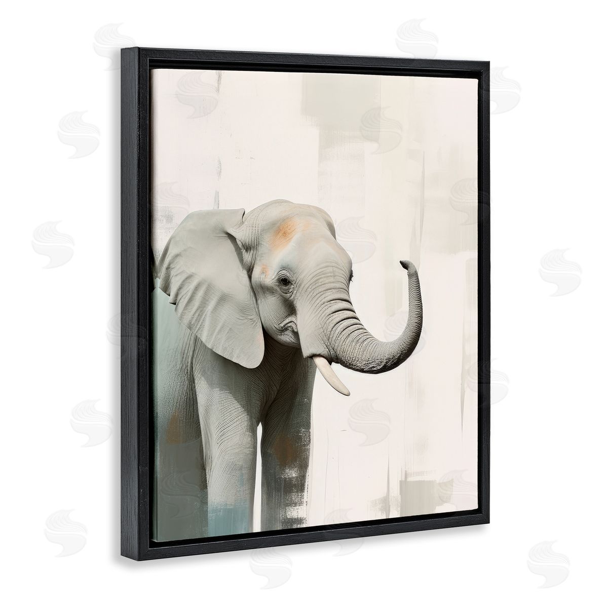 Irena Orlov Grey Modern Elephant Black Floater Frame Canvas Artside_